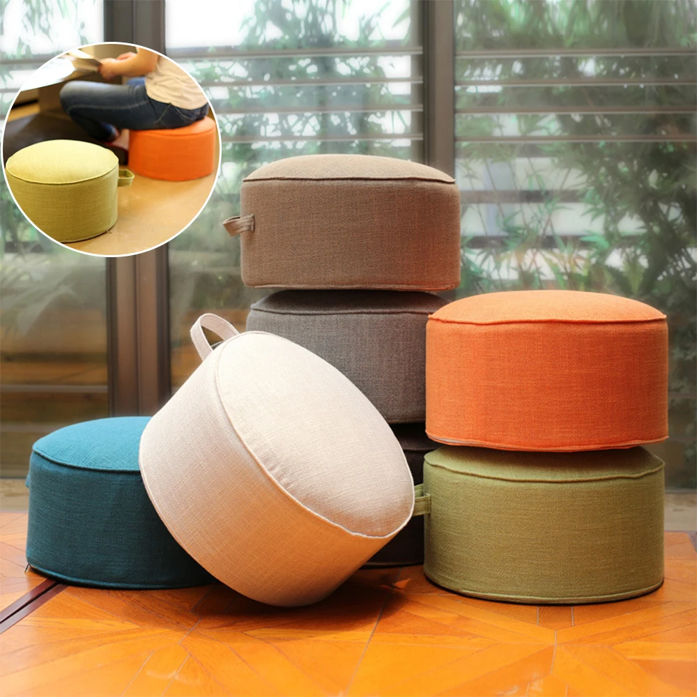 

Linen Meditation Round Cushion Tatami Cushions Removable Washable Thicken Sponge Floor Seat Pad Japanese Style Futon Home Decor