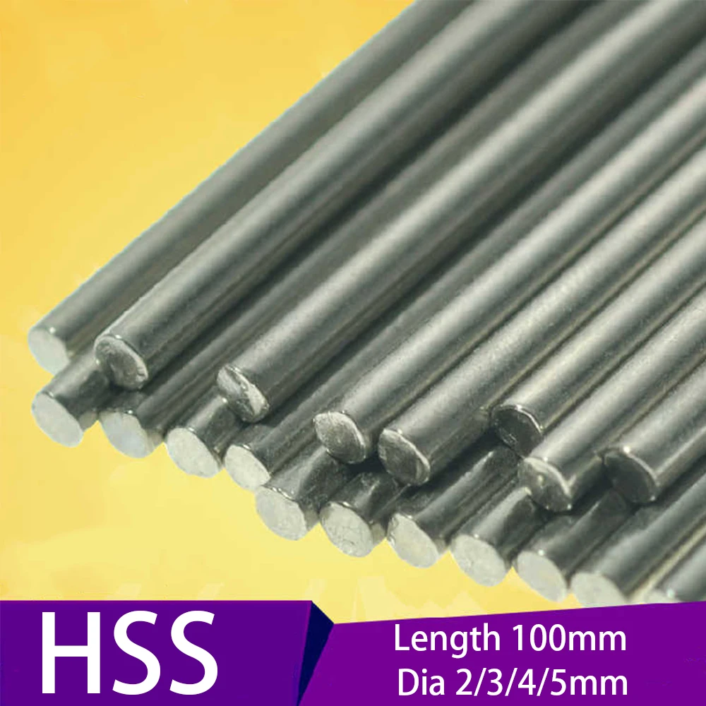 4-20Pcs Length 100mm HSS Shaft Metal Round Bar Transmission Rod Shaft DIY Axle Building Model Material Dia 2mm 3mm 4mm 5mm