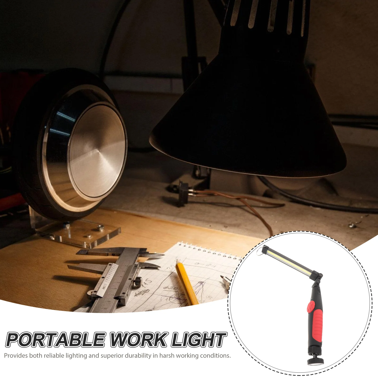 Working Lamp Rechargeable Flashlights COB Inspection Screw-in Foldable Rubber Copper Wire