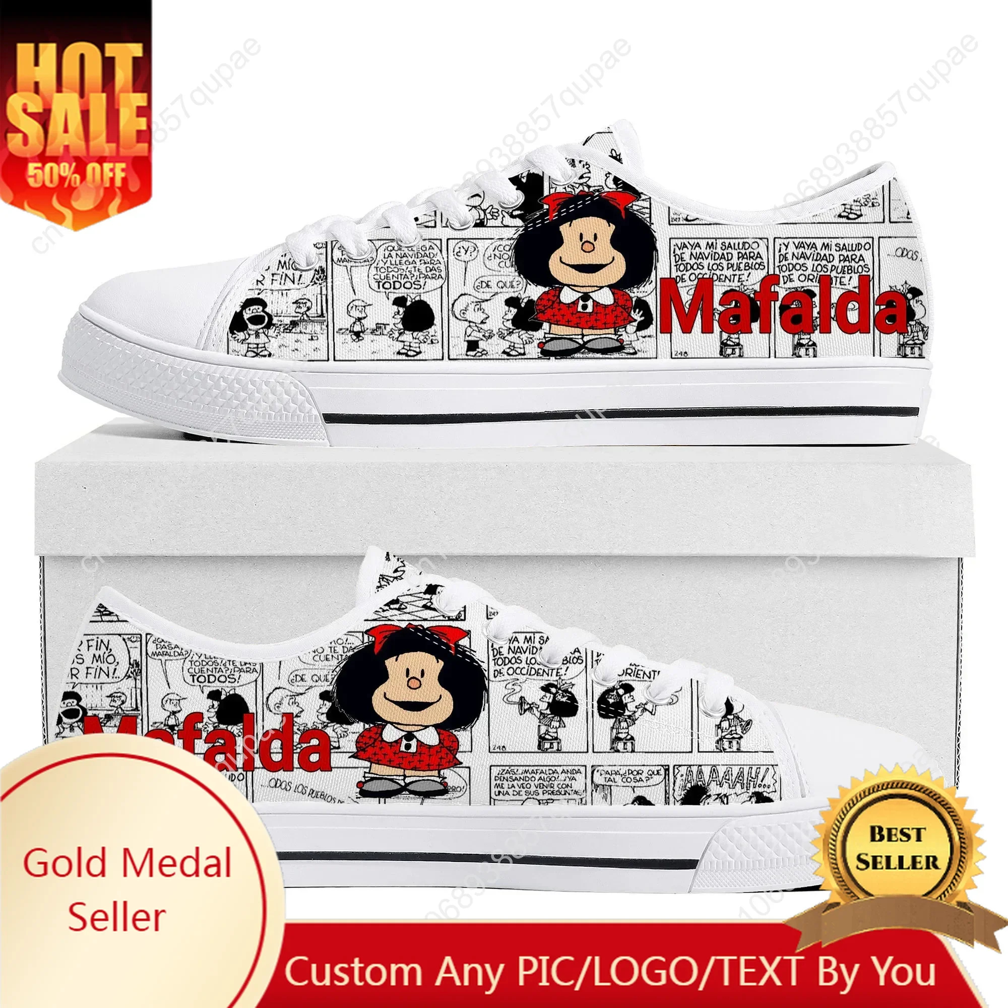 

Hot Cartoon Role Mafalda Low Top Sneakers Womens Mens Teenager High Quality Fashion Canvas Sneaker Couple Custom Built Shoes