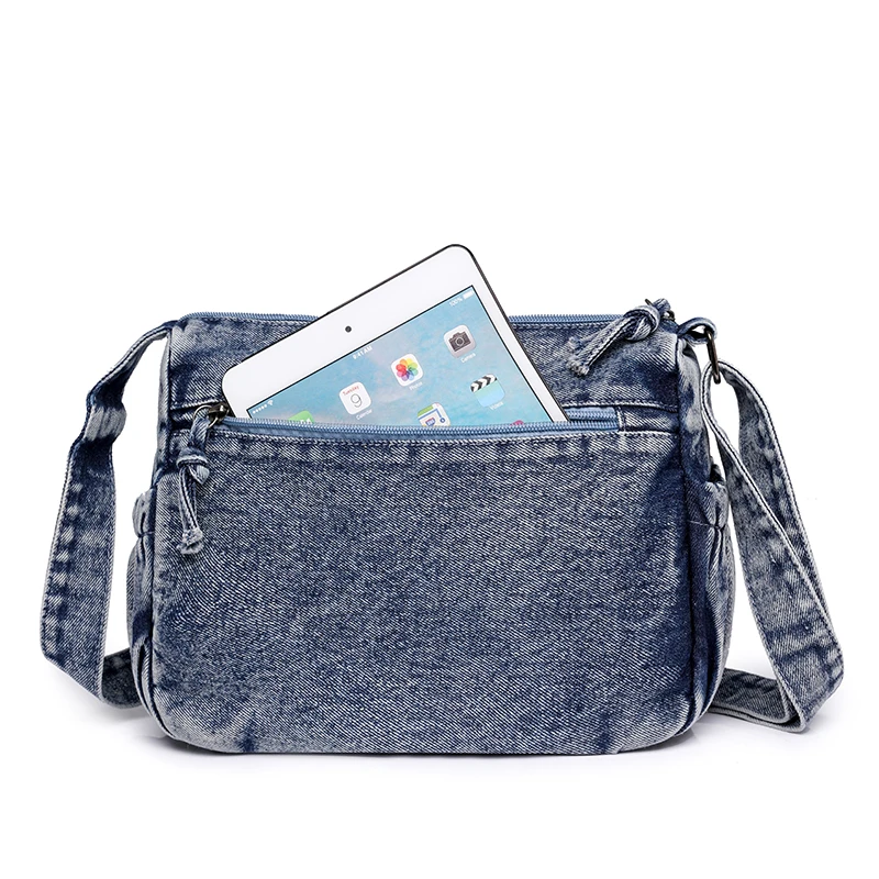 Washed Denim Shoulder Bags Women Small Canvas Messenger Bags Girls Fashion Cloth Satchels Young Girl Book Bags Crossbody Bags