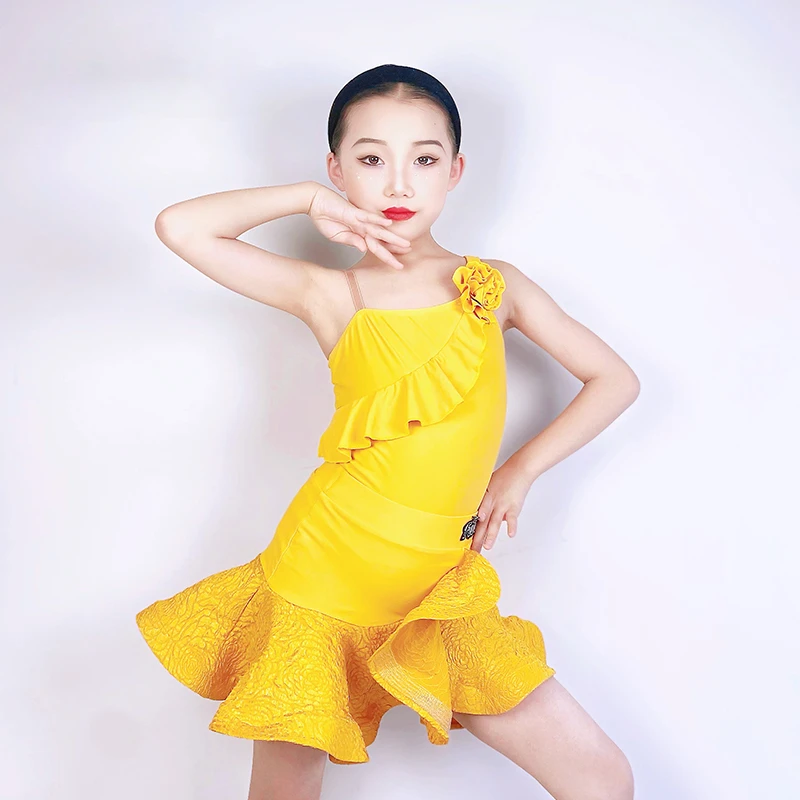 

Girls Latin Dance Dress Children Ballroom Dance Dresses Kid Salsa Rumba Cha Cha Samba Tango Top Skirt Stage Performance Clothing