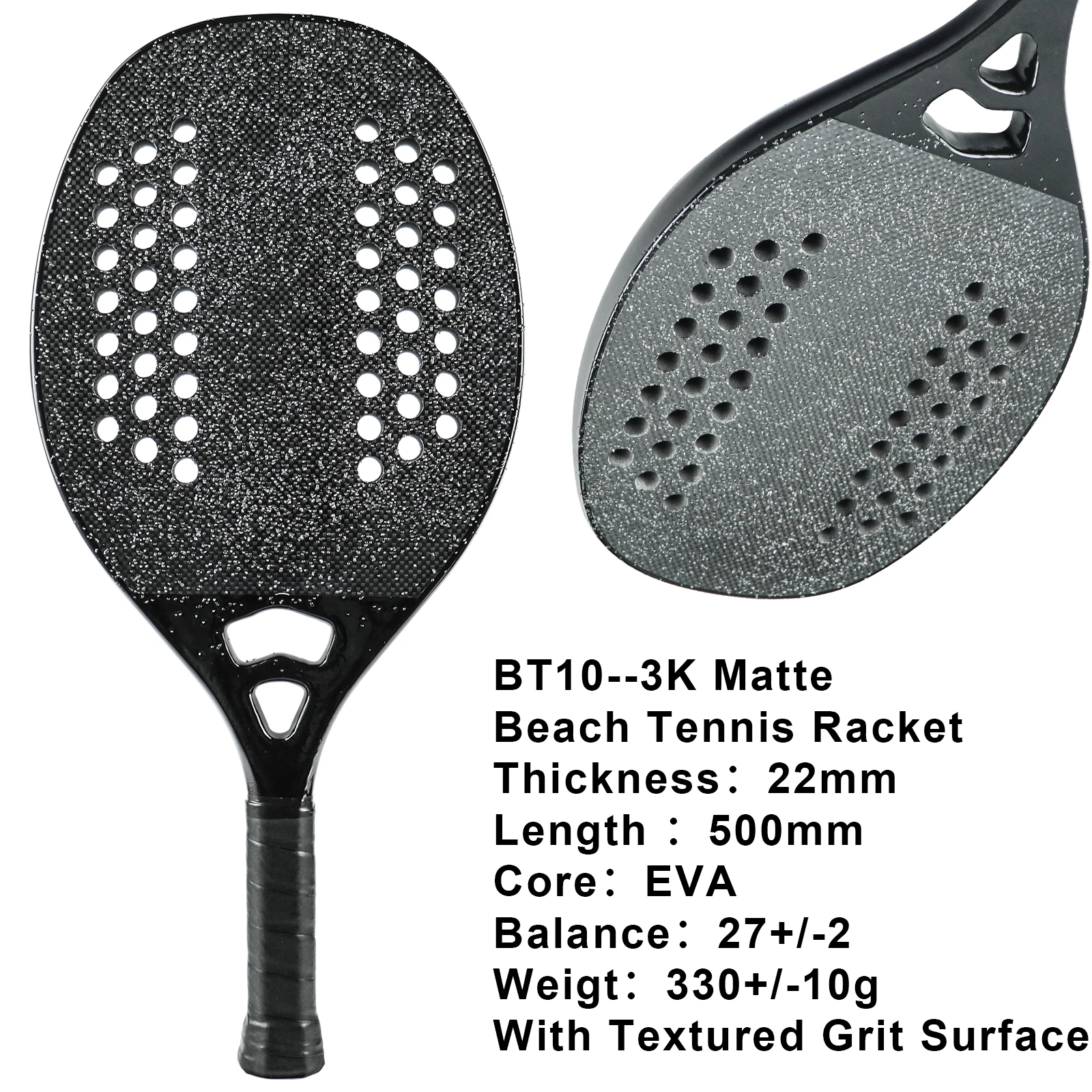 

Black Basic Beach Tennis Racket 3K/12K/KE Carbon Fiber Grit Face For A Stable Outdoor Control Performance Suitable For Beginner