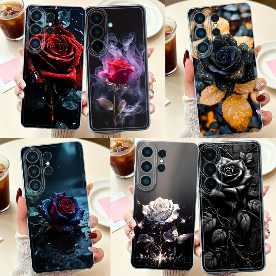 Hülle für Samsung Galaxy S26 Ultra S25Ultra Note 20 Ultra 10 S26 S20 Plus S24 S23 S21 S22 FE S25 Edge Handyhülle Rot Rose Lila