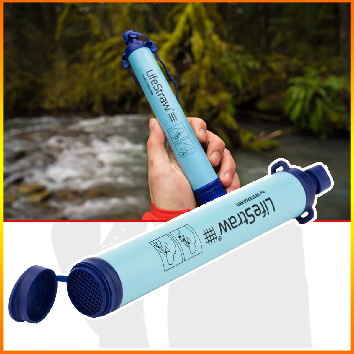 

Personal Straw Water Filter Survival Filtration Portable Gear Water Filter for Drinking Hiking Camping Travel Hunting Fishing