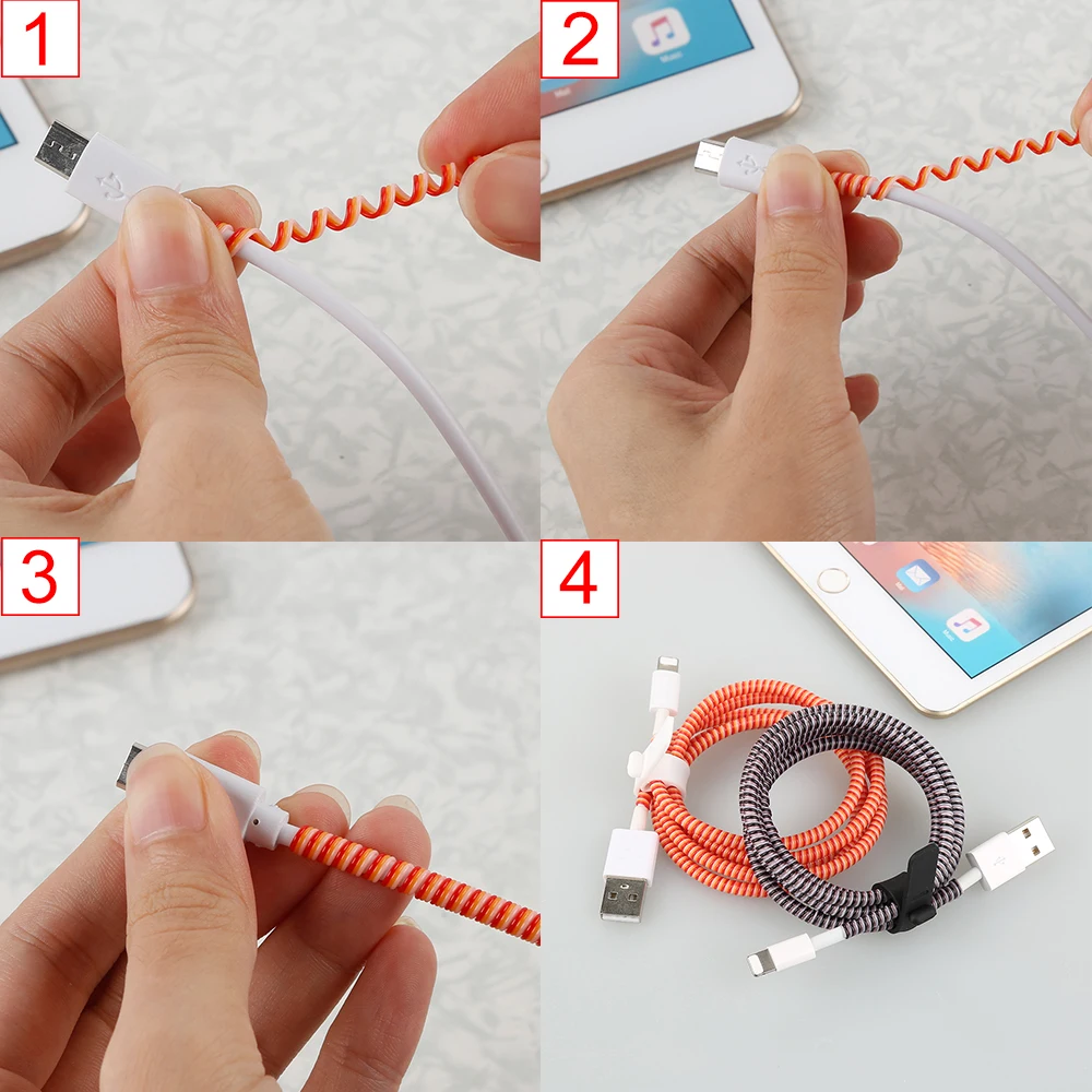 1.4M Kabel Winder Wire Casing Pelindung Data Line Protection Spring Rope Thread untuk iPhone Android USB Cover