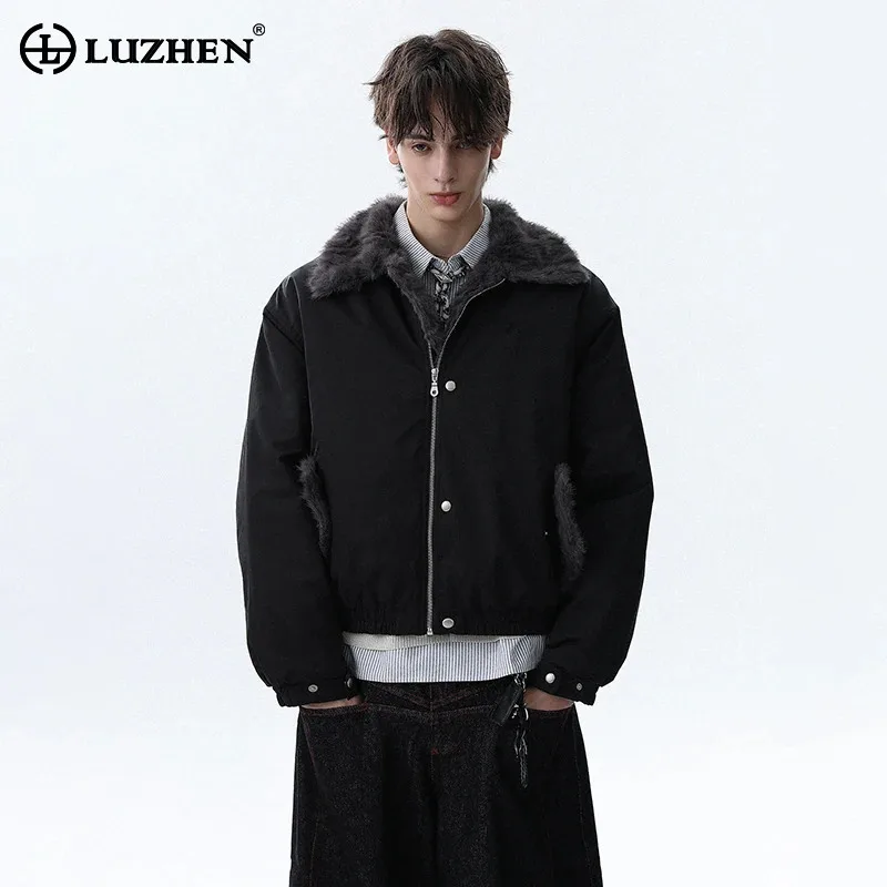 

LUZHEN 2025 Winter Fashion Original Fur Liner Thickened Warm Parka Coat Men's Trendy Solid Color Handsome Padded Jacket JY4971
