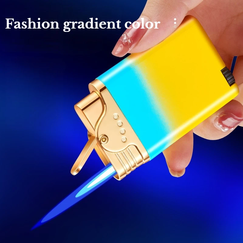 

Metal Resin Pressing Direct Impact Windproof Blue-color Inflatable Lighter Men's Smoking Cigarette Lighter Smoking Accessories