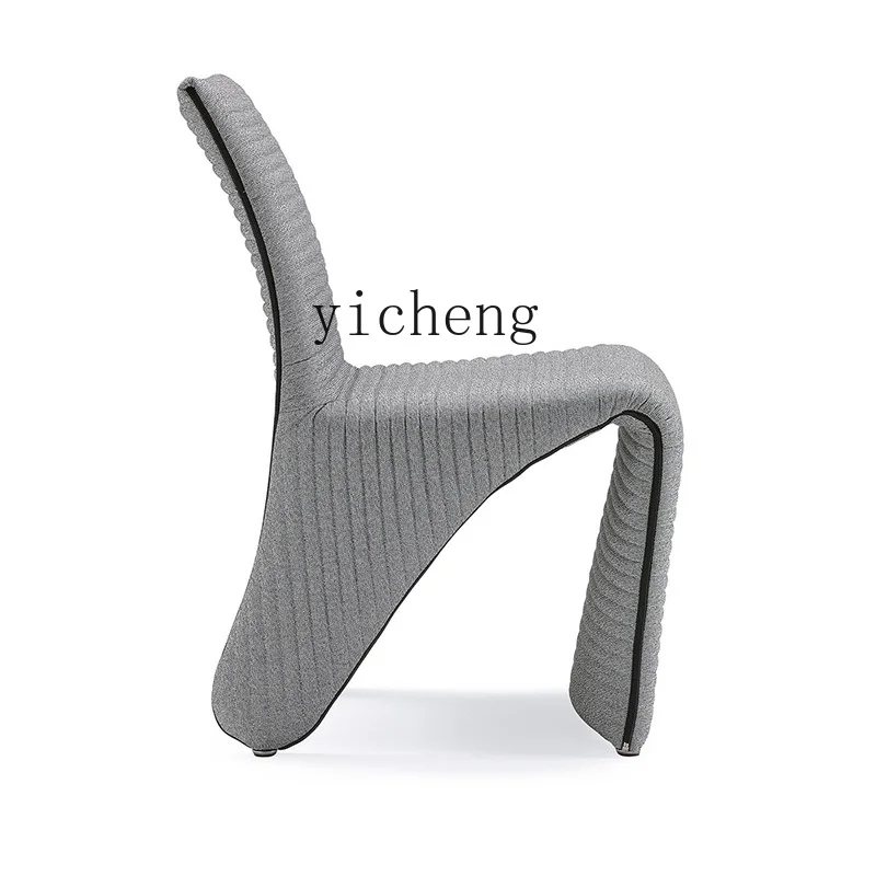 ZC Simple Desk Chair Gray Cotton and Linen Metal inside Frame Modern Armchair Home Leisure Make-up Chair