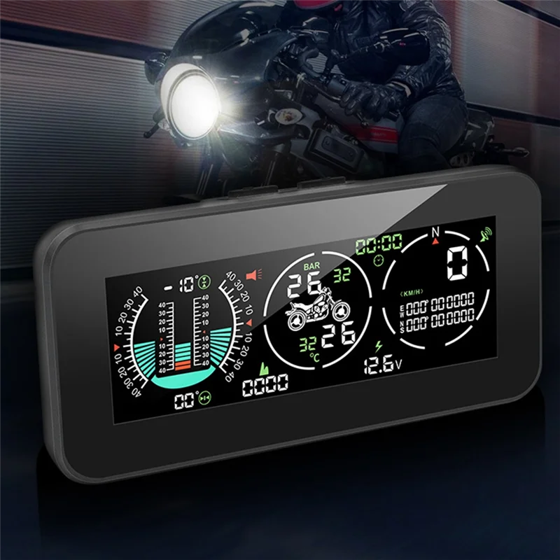 F3 Motorcycle 3 in 1 Tire Pressure Monitor GPS Speedometer Vehicle Speed Tachometer Slope Meter TPMS LCD Digital HUD