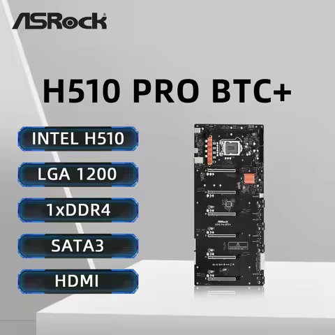 ASRock H510 PRO BTC+ Motherboard Supports i9-11900KF 11900F i7-11700KF i5-11400F 10400F i3-10100F CPU LGA 1200 DDR4 M.2 HDMI ATX