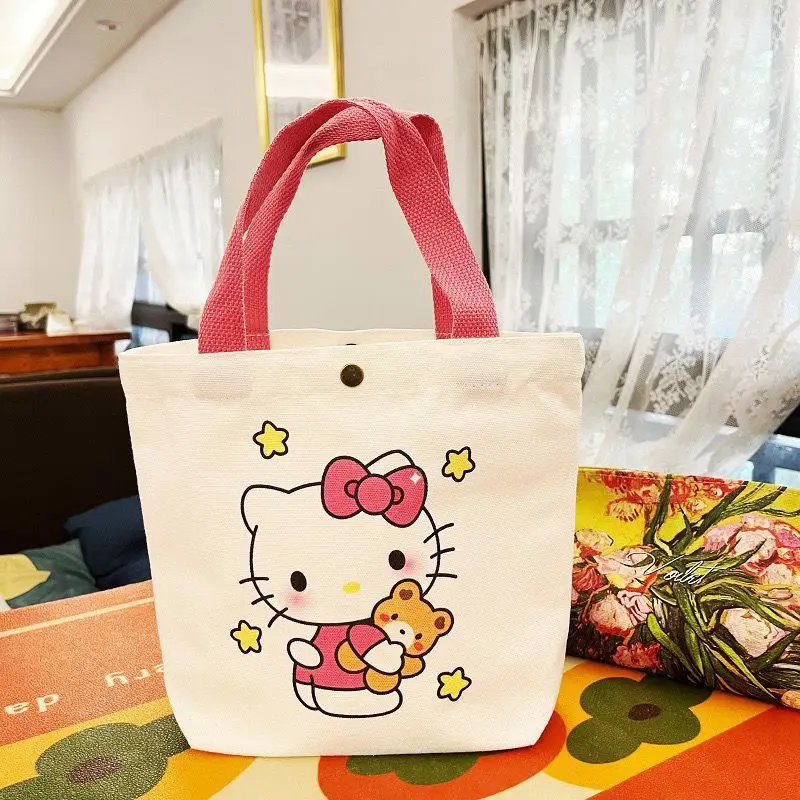 Neue Hallo Kitty Kawaii niedlichen Anime Cartoon Vollbild niedlichen Katze Handtasche Student Oxford Stoff Lunchbox tragbar beim Ausgehen