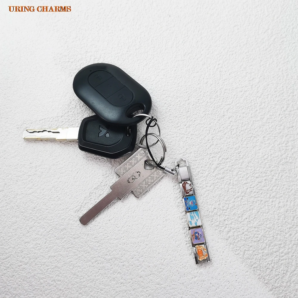 URING Schlüsselanhänger mit buntem Seil, passend für 9 mm italienischen Charme, Edelstahl, Herstellung von DIY-Charms, weiblich, männlich, täglicher Schmuck, Geschenke – Detail 3