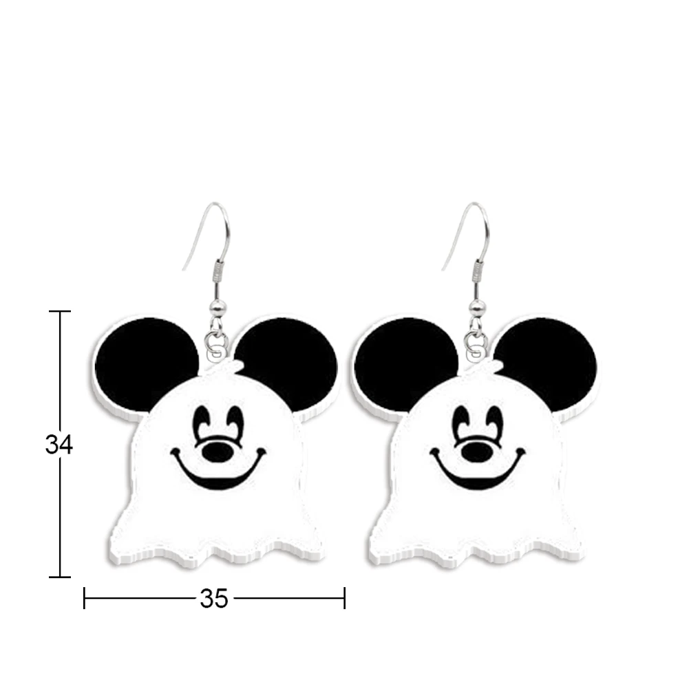 W Halloween Mickey Disney Acrylic Colorful Hanging Pendants Earrings Ear Hook Women Insect Party Jewelry Decoration