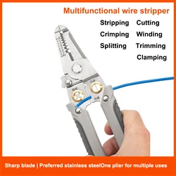 LiTuiLi 7 In 1 Wire Stripper Iron Copper Wire Cutter Cable Cutter Clamper Splitting Wire Crimping Pliers