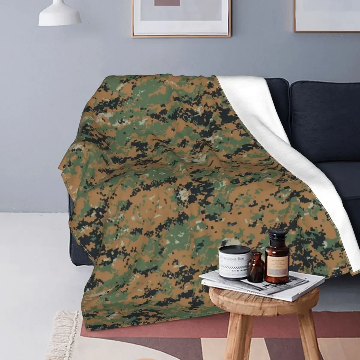 Marpat Woodland Camouflage Blankets Army Military Camo Wool Funny Soft Throw Blankets for Bedding Lounge Summer