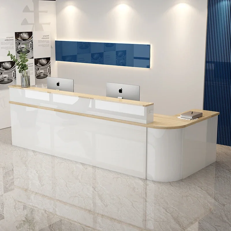 

White Restaurant Tables Front Desk Lectern Modern Office Reception Small Hair Salon Shop Counter Bar Register Bureau Furniture