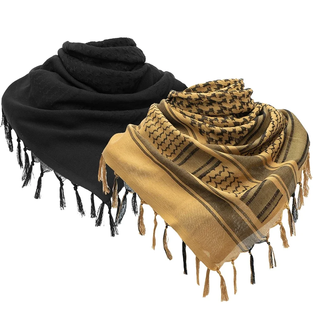 Arab Tactical Shemagh Military Scarf Outdoor Hiking Army Desert Scarves Windproof Scarf With Tassel Muslim Hijab for Men Women