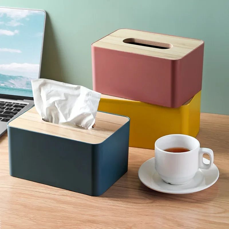 Tissue Box Napkin Holder Case Paper Box Container Bamboo Cover Solid Wood Hotel Storage Box Home Table Decoration