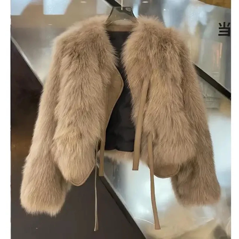 Lightweight Cropped Fox Fur Jacket For Women 2025 Autumn/Winter New Arrival Korean Style Versatile Thickened Top