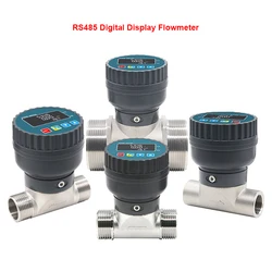 RS485 Digital Display Flowmeter Stainless Steel Smart LCD Electronic Flow Meter Flow Sensor Water, For Farm/Garden Irrigation