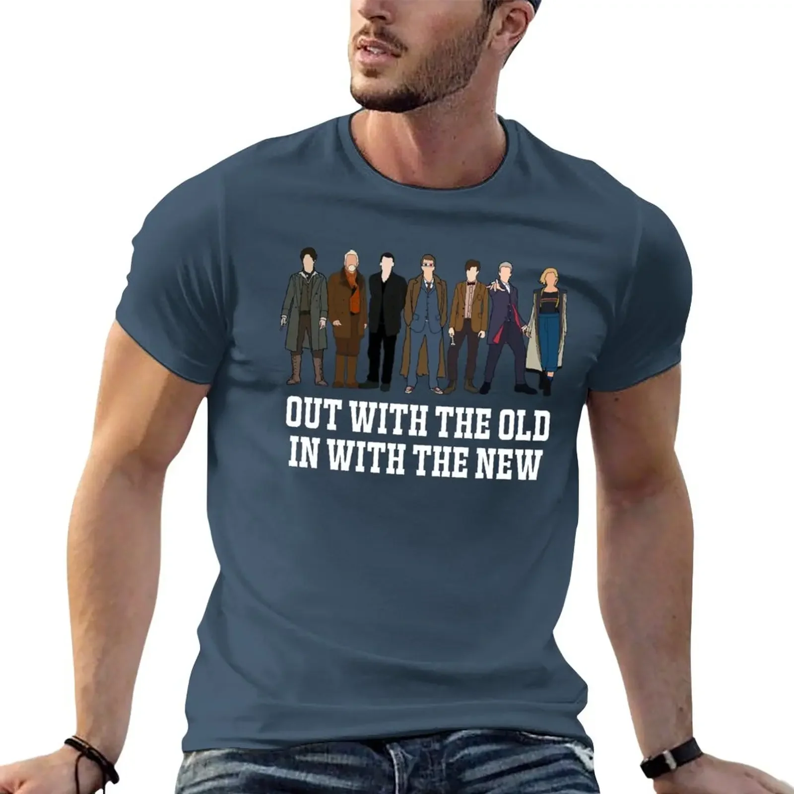 New Who Doctor ensemble: Out with the old in with the new (White) T-Shirt kawaii clothes quick-drying t-shirt mens t shirts pack