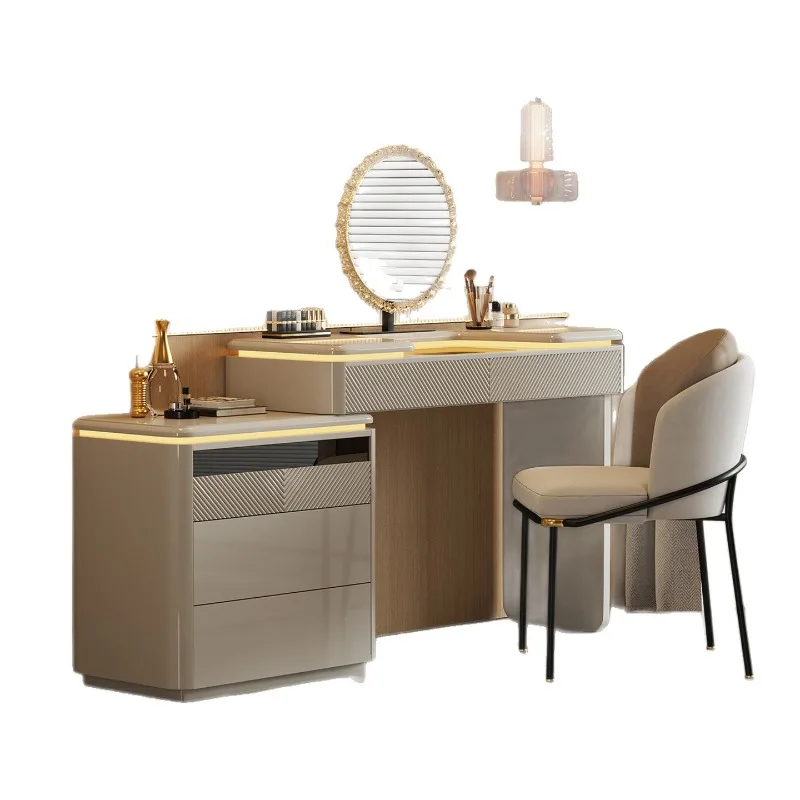 

Minimalist dresser chest integrated light luxury bedroom premium bedside jewelry cabinet makeup table