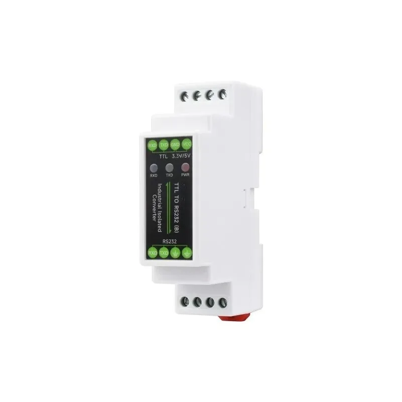 Rail Mount TTL to RS232 Isolated Converter Full Duplex Lightningproof Anti Surge Serial Communication Module