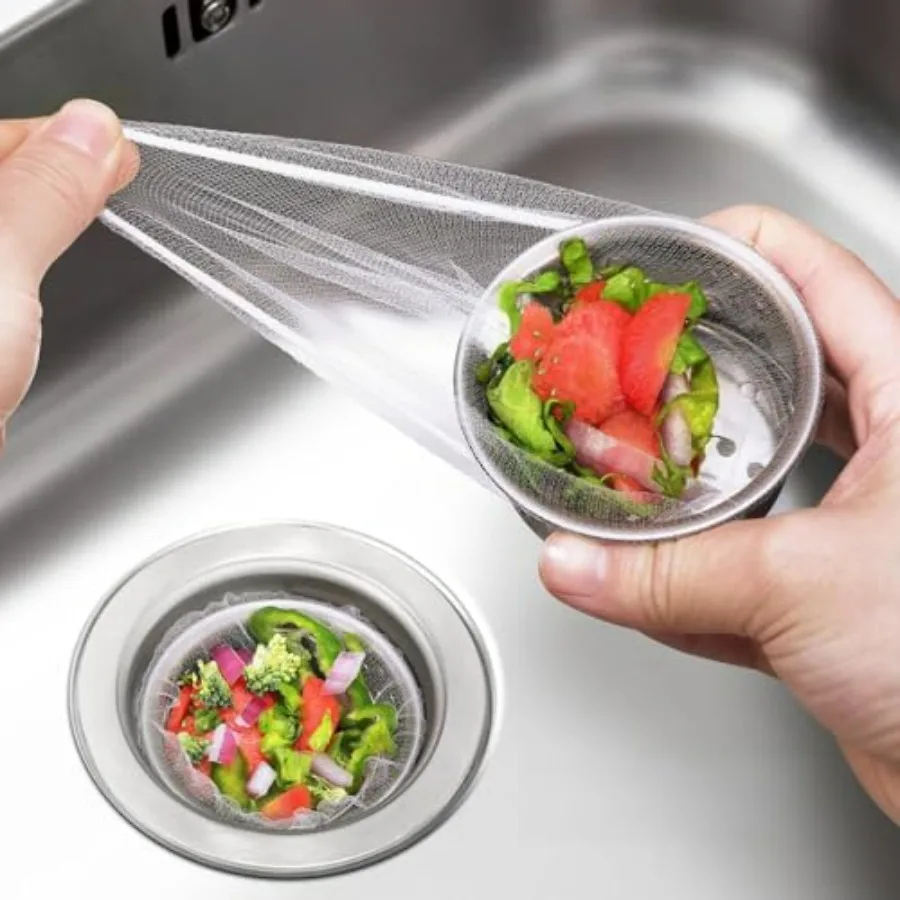 

Pack Kitchen Sink Strainer Mesh Bags Anti-Clogging Disposable Sink Drain Covers that Trap Food Scraps, Leftovers, Hair and Debr
