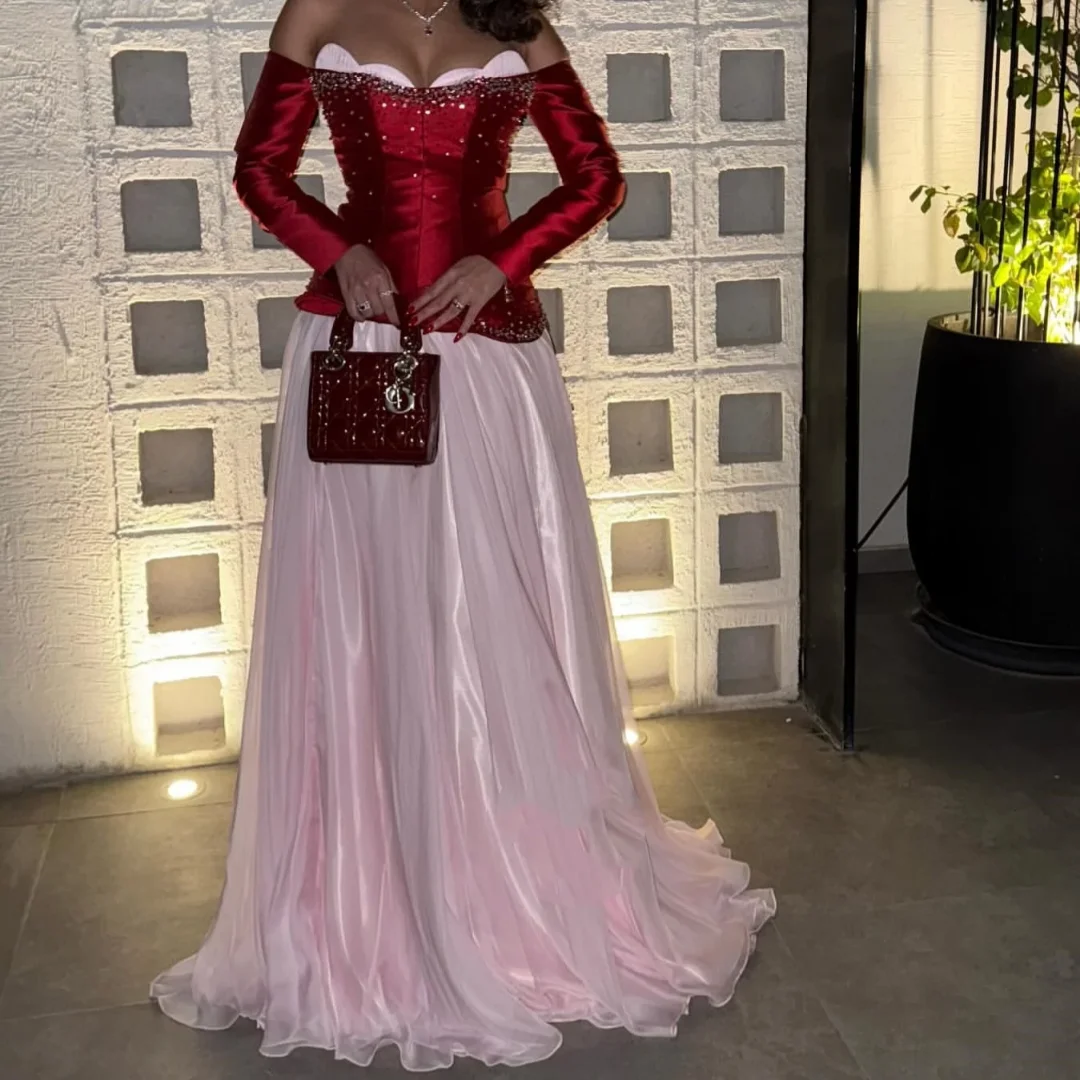 

Elegant Vintage Sexy Red Pink Mirror Dress Crystal Beads Princess Formal Occasion Prom Dress Evening Party Gowns Customized