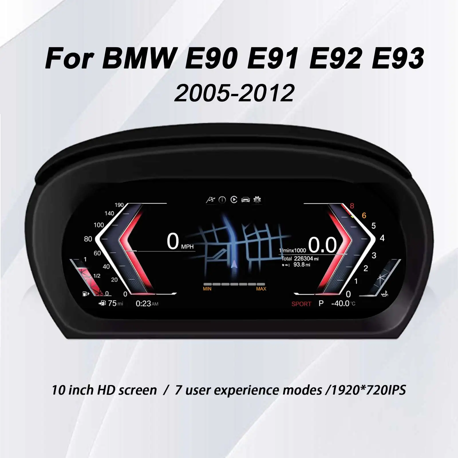 

10"Cluster Digital Dashboard For BMW 3 Series E90 E91 E92 E93 2005-2012 Odometer, Speedometer, Dashboard Plug-and-Play