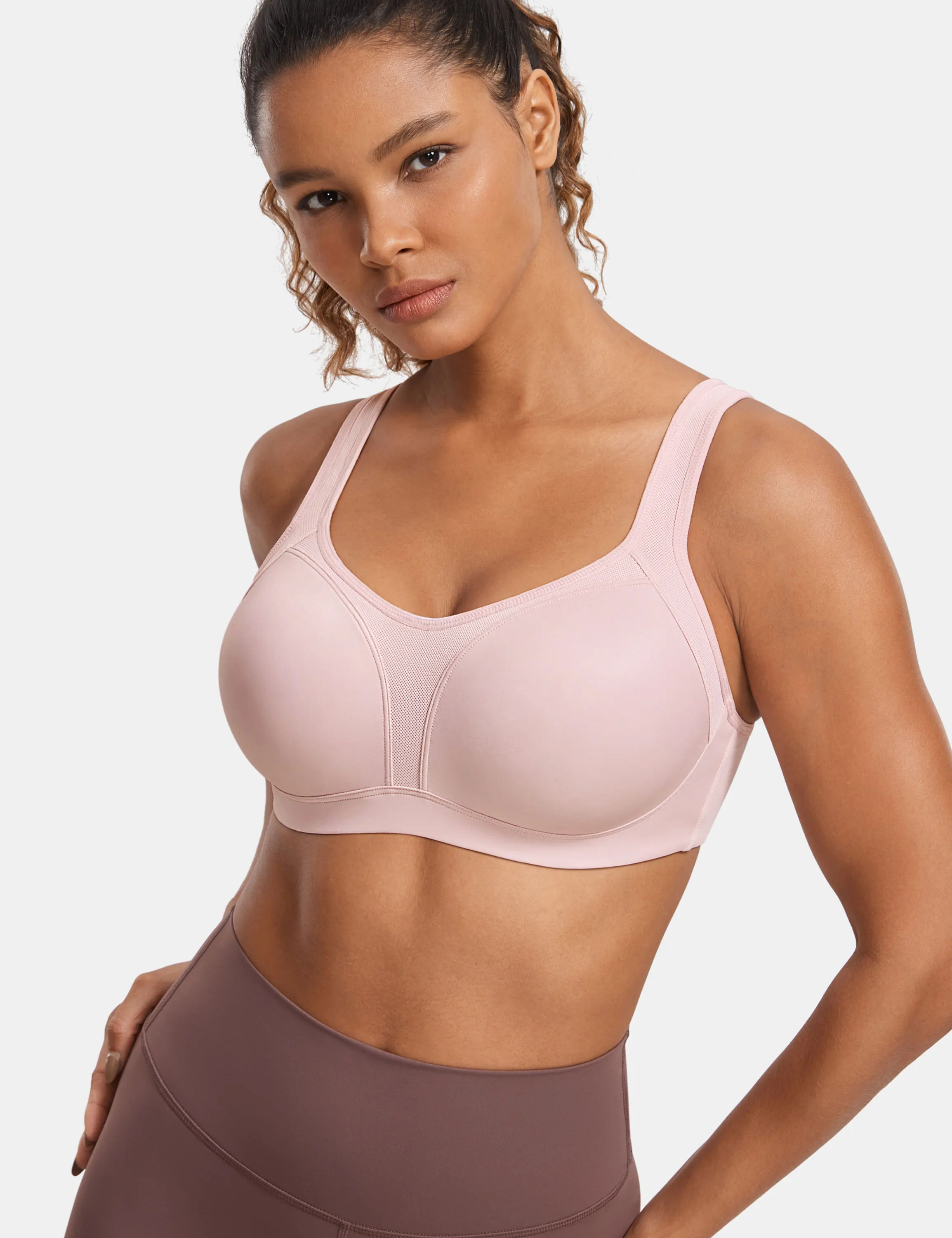 SYROKAN Sujetador deportivo con aros de alto impacto para mujer, soporte alto, busto grande, correas ajustables acolchadas, sujetador para correr