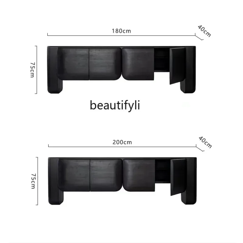 TTT Italian minimalist black oak dining side tea cabinet entry door entrance entrance storage cabinet creativity