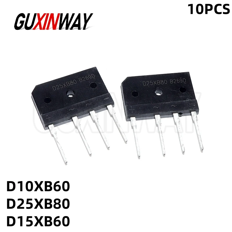 10PCS New D10XB60 D25XB80 D15XB60 DIP4 Rectifier bridge pile In Stock