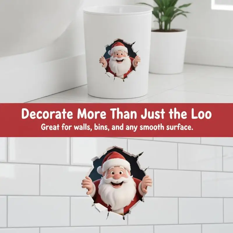Santa Claus Break-Through Wall Decal PVC Removable Christmas Wall Window Sticker Home Christmas Decoration Gift New Year