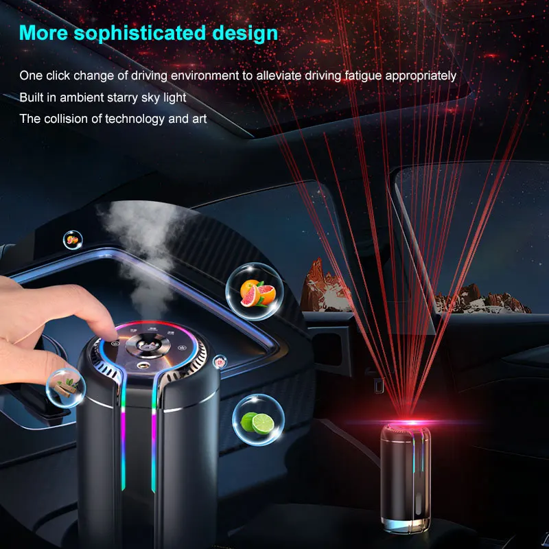 Aroma Diffuser with Colorful Ambient Light Car Flavoring for Cars Starry LED Diffuser Car Air Freshener 50ml Perfume Oil