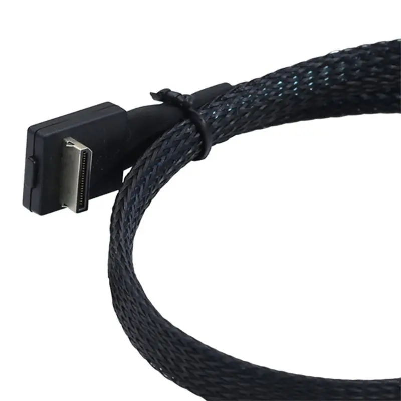 A08E-Oculink Pcie PCI-Express SFF-8611 4I 42P Straight To Oculink SFF-8611 4I 90 Degree For SSD Data Active Cable 0.5M