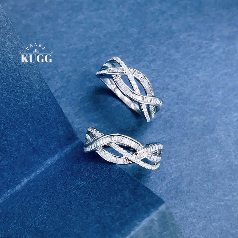 

KUGG 100% кольца из белого золота 18 карат, модный стиль, 0,40 карата, обручальное кольцо с настоящим натуральным бриллиантом для женщин, высокие свадебные украшения