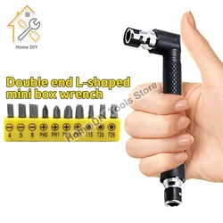 L-Shaped Double Head Screwdriver Utility Mini Socket Wrench 1/4