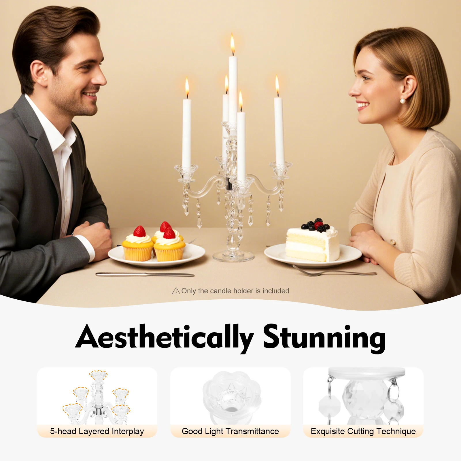 

Multi-Occasion Tabletop Decorative Candle Holder Ideal For Weddings/Candlelight Dinners/Christmas Perfect Housewarming Gift