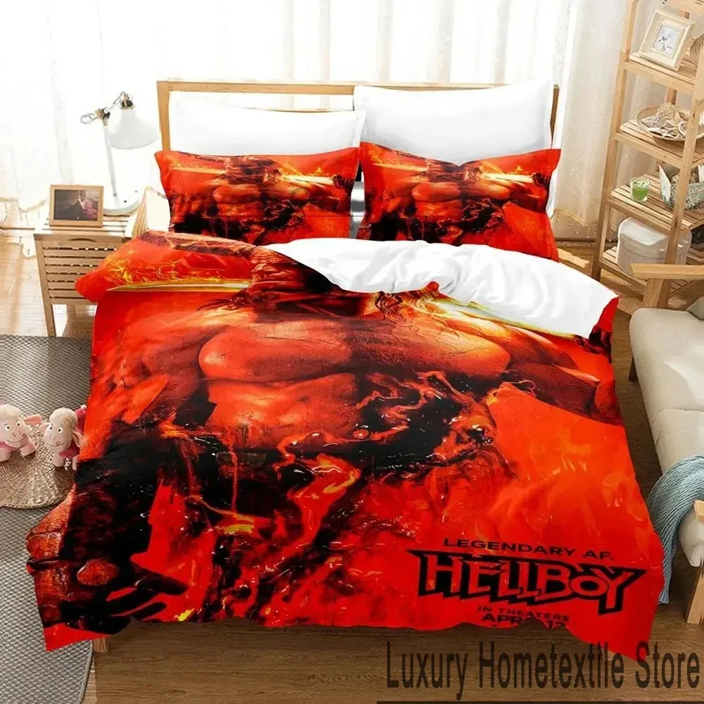 3D Print The Film Hellboy Bedding Set Duvet Cover Bed Set Quilt Cover Pillowcase Comforter king Queen Size Boys Adult Bedding