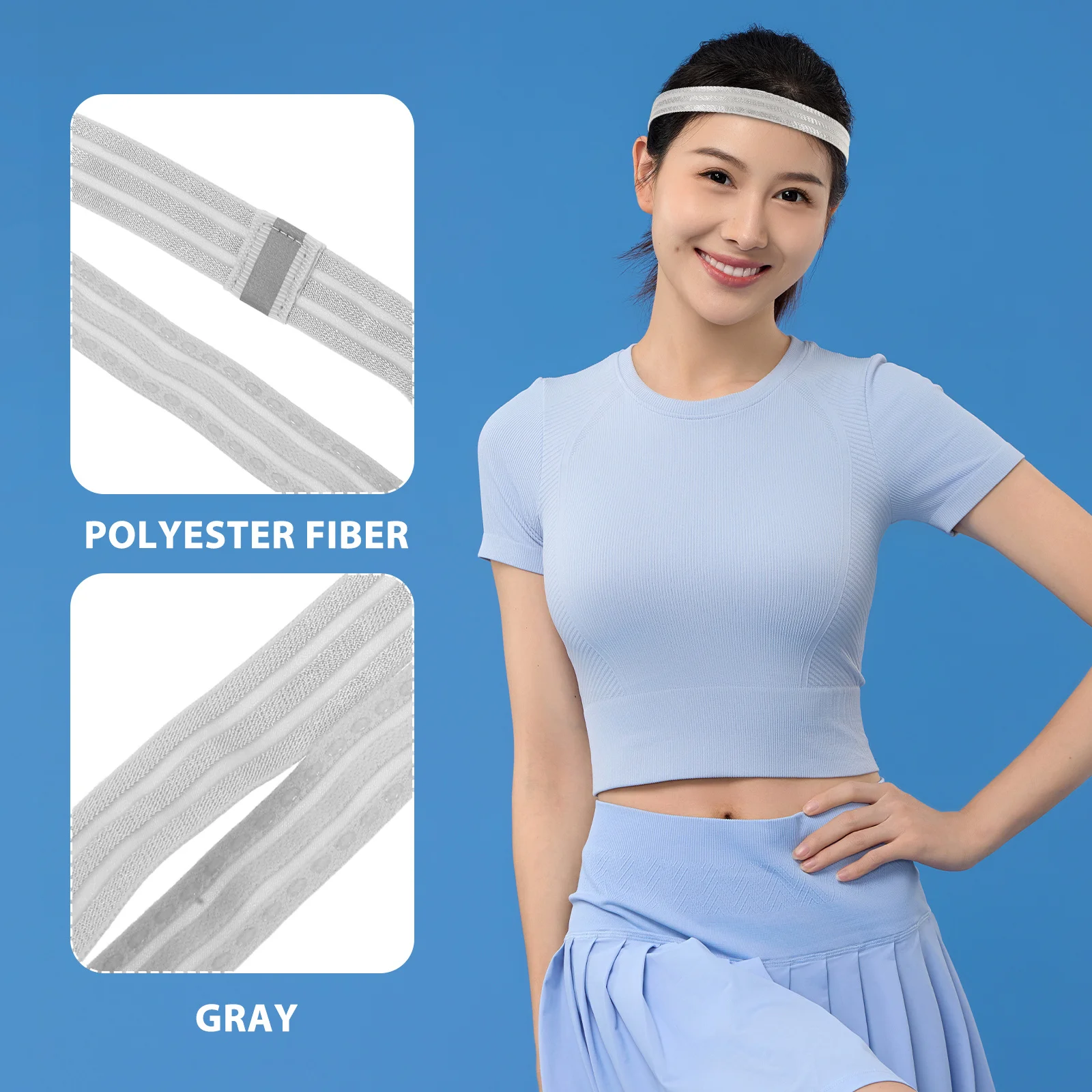 

Elastic Non-Slip Silicone Sports Headband Sweat-Absorbing Running Yoga Fitness Workout Athletic Hairband for Exercise