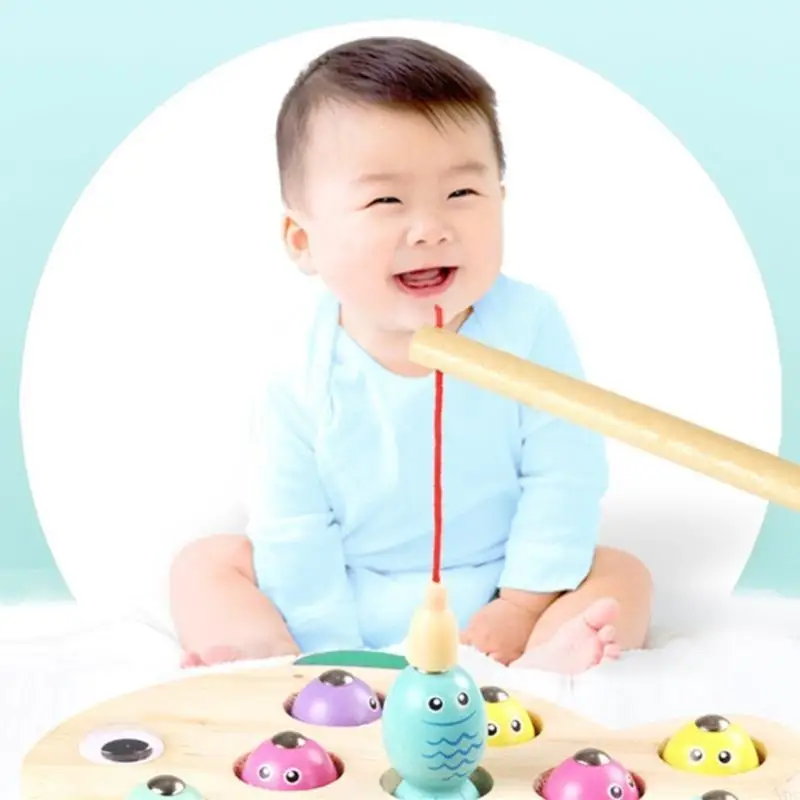 어린이를위한 A5YC 자기 낚시 장난감 나무 퍼즐 보드 게임 장난감 교육 장난감 부모-아이 손 기술 활동 장난감