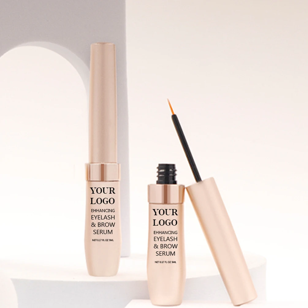 5mlプライベートラベルまつげ美容液カスタムロゴまつげケアソリューションナチュラル濃密カールバルクメイクアップビューティーゴールドパッケージ