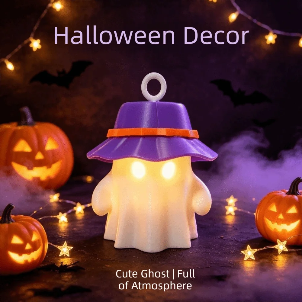 Warm Flickering Glow Ghost Night Light Lightweight Ghost Shape Campfire Table Lamp LED Light Portable Design Camping Lantern