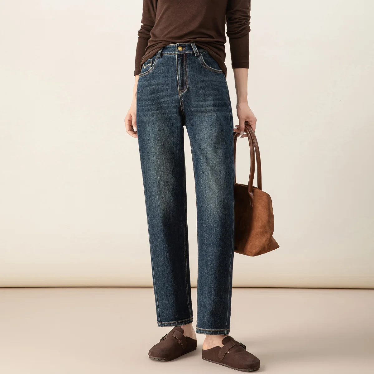 

Винтажный стиль, новые модные женские однотонные повседневные модные прямые джинсовые брюки, женские простые базовые джинсы, брюки, одежда