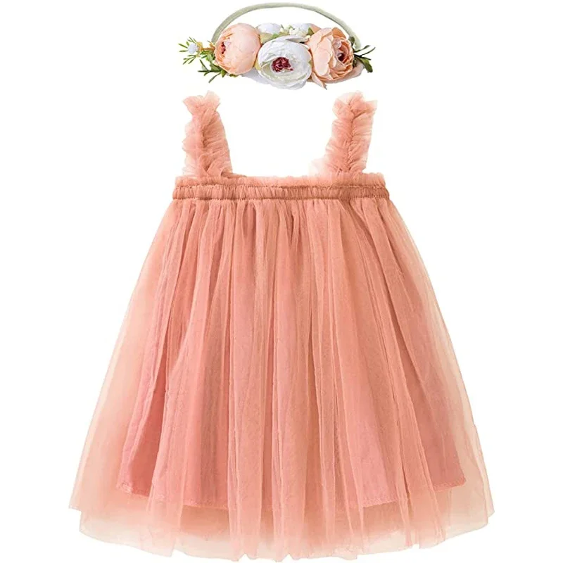 LZH 2022 Summer Baby Girls Floral Tutu Princess Dress - Infant 1st Birthday Party Dress