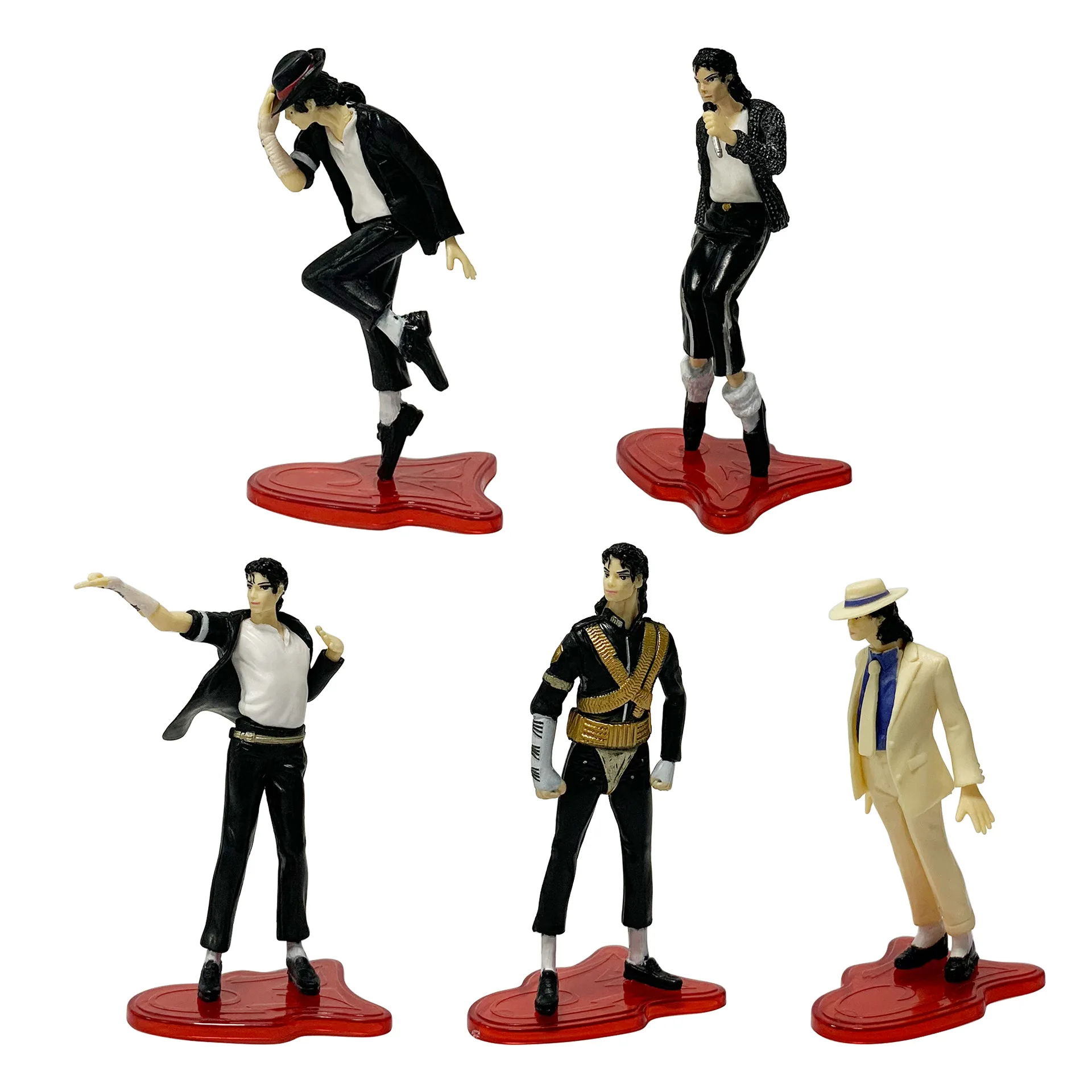 5 Pcs/Lot Michael Jackson Classic Famous Star Figure 10-11.5cm Moonwalk Backslide Dancer Dolls Ornaments