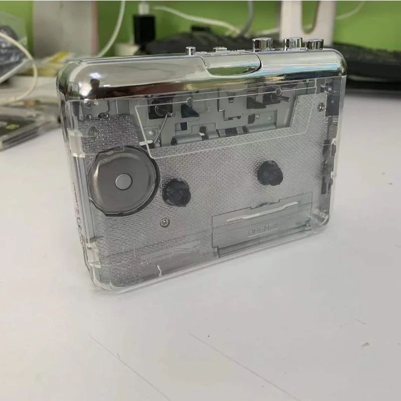 Transparent Shell Cassette to MP3 Converter, USB Powered Portable Cassette Player Classic Walkman
