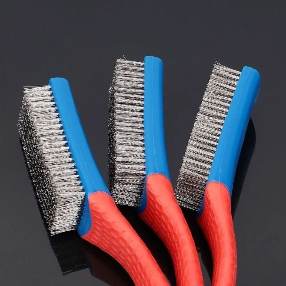 Metal Wire Brush Rust Removal Not Shed Silicone Handle Steel Brush Professional Kitchen